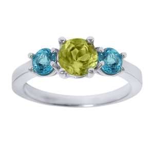  1.62 Ct Mystic Canary Yellow Sky Blue Topaz Silver Ring Jewelry