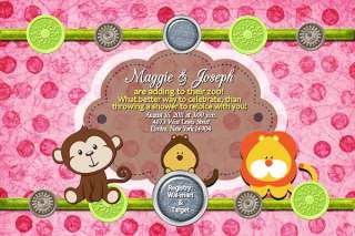 35 Baby Shower Birthday Invitations Jungle Monkey Polka Dots Zoo 