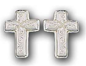 Montana Silversmiths Silver Engraved Cross Earrings  