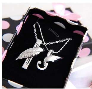 SP189 Korean Style Silver Angel Wings Couple Necklace  