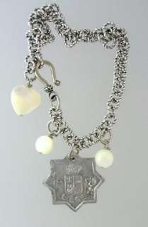 Antique STERLING Silv Charm Bracelet EIFFEL TOWER Pearl  