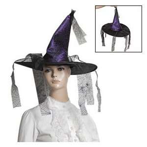  Halloween Party Cobweb Print Fabric Purple Black Big Witch 
