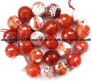 16mm red crackle crab Agate round faceted Beads 15  