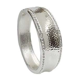   Silvertone Metal Bangle Bracelet with Rhinestones Fashion Jewelry
