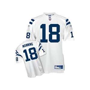  Peyton Manning Reebok Colts White Authentic Jersey: Sports 