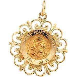  Sacred Heart Of Mary Pendant in 14k Yellow Gold Jewelry