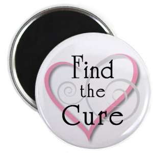  BREAST CANCER Find the Cure Pink Ribbon Heart 2.25 Fridge 