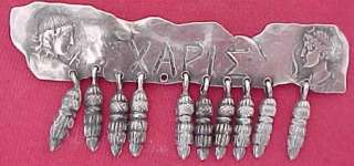 SHIEBLER Sterling Silver GRECIAN BROOCH With MEDALLIONS  