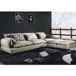 Tosh Furniture White Fabric Sectional Sofa