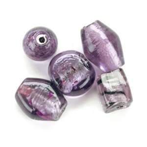 Large Hole Glass Beads   180gr/Purple