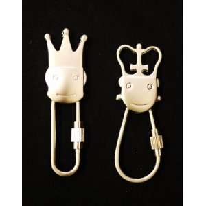  2 Piece King and Queen Face Design Couples Key Chain Ring 