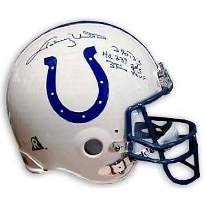  Johnny Unitas Signed 3 Stat Colts Pro Helmet: Sports 