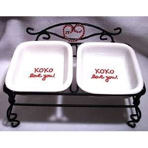  XOXO Love You Pet Bowls & Stand  Optional Placemat NO 