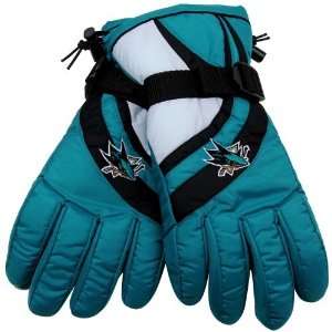  Reebok San Jose Sharks Teal Nylon Ski Gloves (X Large 