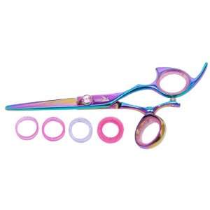 Shark Fin Hair Shears Professional Line Titanium Rainbow Right Handed 