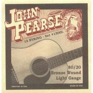 John Pearse Acoustic 12 String Guitar 80/20 Bronze Light, .010   .047 