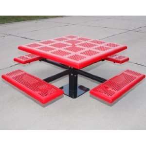    Pedestal Perforated Steel Picnic Tables Patio, Lawn & Garden