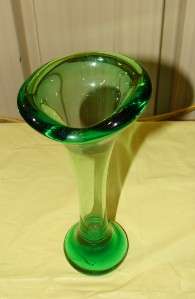 Green Contemporary Murano Art Glass Vase  
