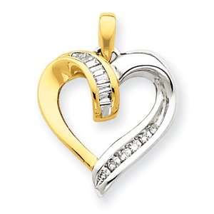  14k Gold Two Tone Diamond Heart Pendant Jewelry