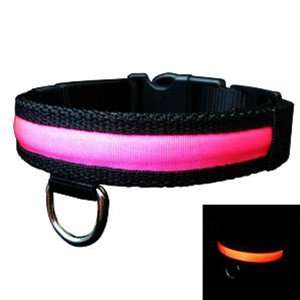  Adjustable LED Light Flat Collar for Pet Dog Pink XL Size 