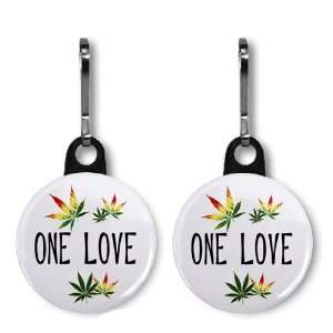Creative Clam One Love Marijuana Pot Leaf Pair Of 1 Inch Zipper Pull 