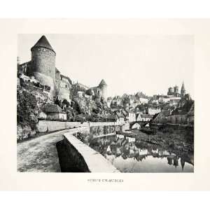  1927 Print Semur En Auxois Cote Dor France Medieval River 