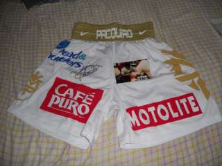   PACQUIAO SHORT TRUNKS WHITE SIGNED AUTO PROOF MARGARITO 