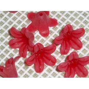  Vintage Crimson Azalea Lucite Flower Beads Arts, Crafts 