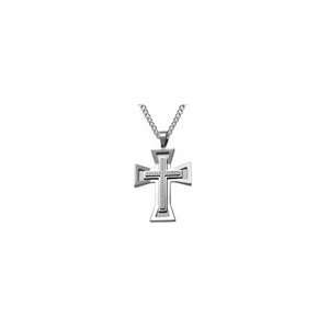  ZALES Diamond Double Cross Pendant in Stainless Steel   24 