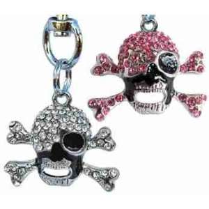  Double Sided Crystal Skull Charm   Pink 