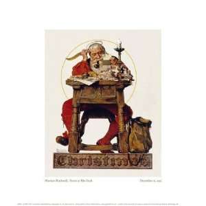  Norman Rockwell   Santa At His Desk Giclee