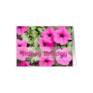pink petunia happy birthday card Card