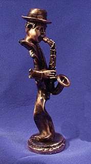 12 Black Saxophone Player Jazz Musician ~ Copper Finish Bust, Statue 