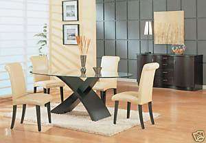 Redona Cross Legs Modern Dining Room Set w/ Oval Glass  