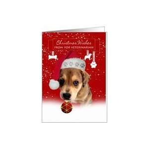   your veterinarian christmas wishes greeting card with cute puppy Card