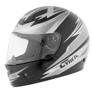 Cyber Helmets US 12 Graphics Helmet, Black/Silver/White Amp, Size XS 