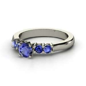  Scintillation Ring, Round Sapphire Platinum Ring Jewelry