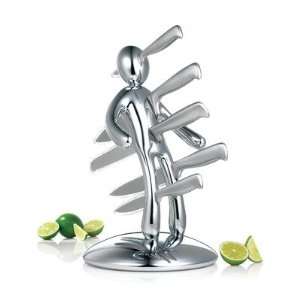   Piece Knife Set with Holder in Chrome (Set of 5)