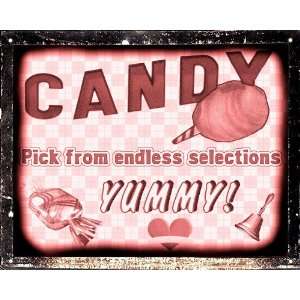 com CANDY sign gum suckers chocolates / STORE display / vintage RETRO 