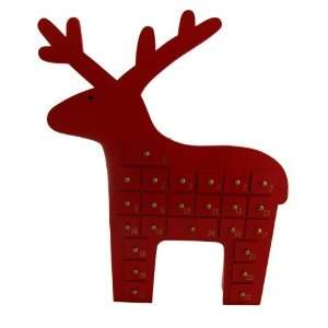   Christmas Red Wooden Scandi Reindeer Advent Calendar
