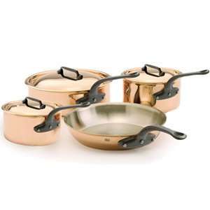   Copper & Stainless Steel Cookware Set, 7 pieces, cast iron handles
