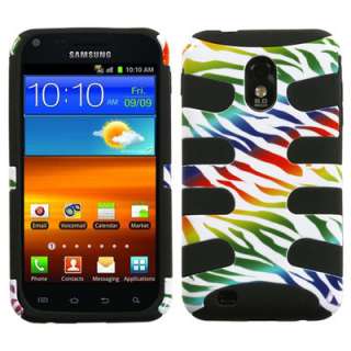 For Samsung Epic 4G Touch Color Zebra/Black Armor Case Phone Cover+LCD 