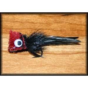  Deer Hair Bass Bug   Black/Red Fly Fishing Fly: Sports 