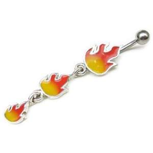    AM5100   316L surgical Steel Flame Dangly Belly Bar: Jewelry