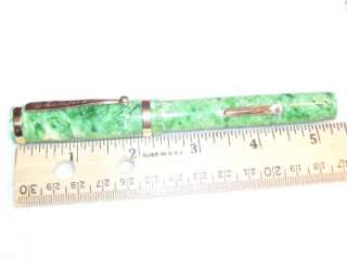 VINTAGE 5 3/8in OVER SIZE SALZ ECLIPSE FOUNTAIN PEN MARBLED GREEN 