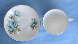 Queen Anne English Blue Flower Bone China Cup & Saucer  