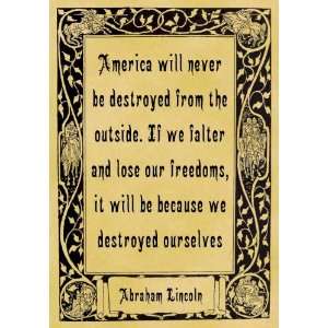 A4 Size Parchment Poster Quotation Abraham Lincoln America  