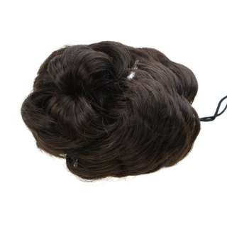 HAIR Black & Brown Curly BUN WIG Hairpiece  