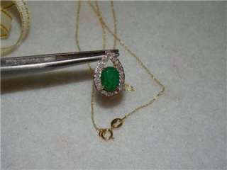10K YG Emerald Tear Drop & Diamonds Pendant, 18  