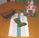 CHRISTMAS SANTA SLEIGH metal basket LACE DOOR HANGING sequin stocking 